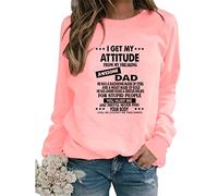 YCHUCH Women I Get My Attitude Letters Printed Sweatshirt Manches Longues Col Rond Graphique Casual Pull Ample Tops T-Shirts Pullover Sweatshirts pour Femmes Graphique, rose, L