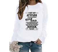 YCHUCH Women I Get My Attitude Letters Printed Sweatshirt Manches Longues Col Rond Graphique Casual Pull Ample Tops T-Shirts Pullover Sweatshirts pour Femmes Graphique, blanc, S