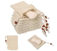 YCHYAN 10 Pièces Sac à Savon, Sac a Savon pour Douche en Coton Naturel et Lin, pour les Savons Solides, Cordon de Serrage, Ouverture Réglable du Sac, Exfolie et Nettoie la Peau, Filet à Bulles