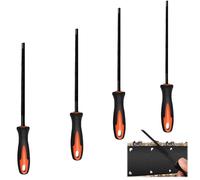 YCHYAN 4 Pièces Lime Affutage Chaine Tronconneuse, Lime à Pierre pour Scie à Chaîne, Jeu de Limes pour Tronçonneuse, avec Poignée en Caoutchouc, Disponible en 3.2 mm, 4.0 mm, 4.8 mm et 5.5 mm