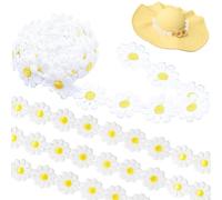 YCHYAN Fleur Dentelle de Couture, Ruban Dentelle de Fleurs, Fabriqué en Soie de Polyester, Fleur Garniture Ruban, Peut Être Utilisée pour le Bricolage, les Vêtements, Décoration Intérieure (Jaune)