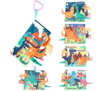 YCHYAN Livre Tissu Bébé Eveil 0-3 Mois, Livres Tissu Sensoriel Bebe avec 3D Tails Animals, Livre doux Froissé avec des Animaux, Jouet Educatif Enfant, Jouets Interactifs pour Nouveau Nés (Dinosaure)