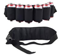 YCHYAN Support de Ceinture de Bière Portable, Boucle de Ceinture de Bière，avec 6 Poches a Bière pour Les Canettes de Bière et de Soda pour Le Camping, la Randonnée, Les Pique Niques et Les Barbecues