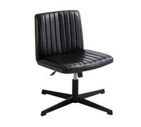 YCKEGEW Armless Office Chair with Cross Legs,Mid Back Modern Task Chairs Adjustable Height Small Desk Chair,360 Swivel Computer Chairs for Office, Reading Meeting Room(Nero)