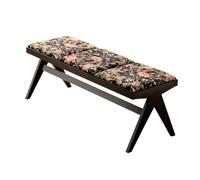 YCKEGEW Banc De Salle À Manger Rembourré De Style Fermier, Banc D'entrée en Bois avec Rembourrage en Tissu, Tabouret De Chevet 128x45x45 Cm Repose-Pieds pour Salon(Type C,Blackwood)