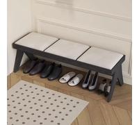 YCKEGEW Banc De Salle À Manger Rembourré De Style Fermier, Banc D'entrée en Bois avec Rembourrage en Tissu, Tabouret De Chevet 128x45x45 Cm Repose-Pieds pour Salon(Bianco,Blackwood)