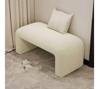 YCKEGEW Banquette Rembourrée Arquée, Banquette De Magasin De Vêtements/Salon De Coiffure, Banquettes De Chevet Tabouret Repose-Pieds pour Canapé(Beige-White,120cm)