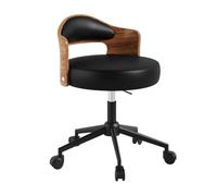 YCKEGEW Chaise De Bureau Ergonomique pour Le Bas du Dos avec roulettes Pivotantes,Chaise De Coiffeuse Rétro pour Chambre De Femme,Dossier Incurvé en Bois(Nero,Black Legs)