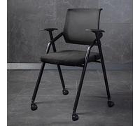 YCKEGEW Chaise de conférence ergonomique avec roulettes - Chaise de bureau pliable en maille pour la maison, l'école, la salle de formation et la zone d'attente - Fauteuil empilable (couleur : néro)