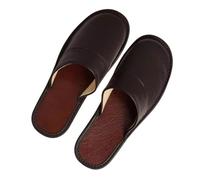 YCKEGEW Chaussons Fermées pour Femmes Et Hommes, Pantoufles en Cuir Quatre Saisons, Sandales Antidérapantes Unisexes pour L'intérieur Et L'extérieur, Pantoufles Mules(Dark Brown,EUR43-44)