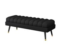 YCKEGEW Long Bedroom Bench Seat Velvet Upholstered Loung Sofa Stool for Living Room,Changing Shoes Stool for Entrance,Contemporary Home Decor Ottoman(Nero,60cm)
