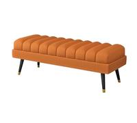 YCKEGEW Long Bedroom Bench Seat Velvet Upholstered Loung Sofa Stool for Living Room,Changing Shoes Stool for Entrance,Contemporary Home Decor Ottoman(Orange,80cm)