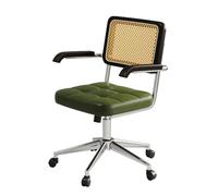 YCKEGEW Petite Chaise De Bureau Rétro, Dossier Respirant, Fauteuil Pivotant À roulettes, Hauteur Réglable, Chaise De Bureau pour La Maison(Groen,Black Wood)