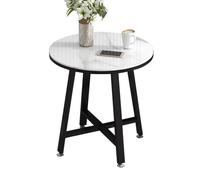 YCKEGEW Petites Tables D'appoint Rondes, Tables Basses pour Petits Espaces, Table De Chevet À Deux Étagères, Chevet Étroite, pour Le Salon Ou La Chambre À Coucher(White-1 Tier,50x55cm)