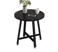 YCKEGEW Petites Tables D'appoint Rondes, Tables Basses pour Petits Espaces, Table De Chevet À Deux Étagères, Chevet Étroite, pour Le Salon Ou La Chambre À Coucher(Black-1 Tier,60x60cm)