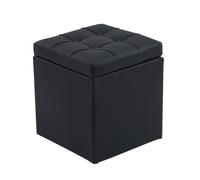 YCKEGEW Pouf Cube De Rangement À Couvercle Rabattable en Cuir Capitonné, Tabourets Repose-Pieds Table Basse, Tabourets De Coiffeuse Tabouret À Marches avec Cadre en Bois(Nero)