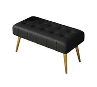 YCKEGEW Pouf Rectangulaire Rembourré Capitonné, Banquette De Chevet De Lit, Chaise Longue, Canapé Tabouret Repose-Pieds avec Pieds Dorés, Tabourets À Chaussures(Nero,100cm)