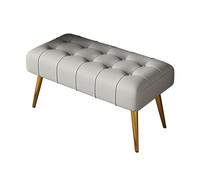 YCKEGEW Pouf Rectangulaire Rembourré Capitonné, Banquette De Chevet De Lit, Chaise Longue, Canapé Tabouret Repose-Pieds avec Pieds Dorés, Tabourets À Chaussures(Light Grey,120cm)