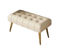 YCKEGEW Pouf Rectangulaire Rembourré Capitonné, Banquette De Chevet De Lit, Chaise Longue, Canapé Tabouret Repose-Pieds avec Pieds Dorés, Tabourets À Chaussures(Beige,120cm)