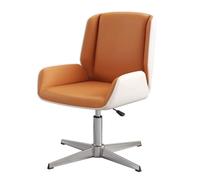 YCKEGEW Swivel Executive Office Chair with Crossed Legs,Modern Leather Adjustable Chairs with Armrest and Back Support,Office Reception Chair Staff Chairs(Orange B)