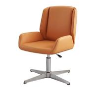 YCKEGEW Swivel Executive Office Chair with Crossed Legs,Modern Leather Adjustable Chairs with Armrest and Back Support,Office Reception Chair Staff Chairs(Orange A)