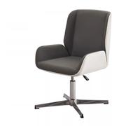YCKEGEW Swivel Executive Office Chair with Crossed Legs,Modern Leather Adjustable Chairs with Armrest and Back Support,Office Reception Chair Staff Chairs(Dark Grey B)