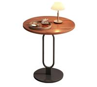 YCKEGEW Table pour Canapé Table d'angle Petite Tables De Chevet Ronde avec Structure Tubulaire Métallique Robuste, Tables D'appoint Modernes, Idéales pour Poser Une Théière Ou Une Lampe(Walnut,50cm)