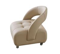 YCKEGEW Tabouret à roulettes avec Dossier, Chaise à Langer, Tabouret de canapé rembourré en Cuir, Mobile et Rotatif, for Chambre à Coucher et Salon(Tea Apricot,S)