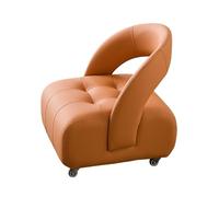 YCKEGEW Tabouret à roulettes avec Dossier, Chaise à Langer, Tabouret de canapé rembourré en Cuir, Mobile et Rotatif, for Chambre à Coucher et Salon(Orange,S)