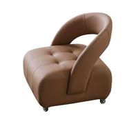 YCKEGEW Tabouret à roulettes avec Dossier, Chaise à Langer, Tabouret de canapé rembourré en Cuir, Mobile et Rotatif, for Chambre à Coucher et Salon(Coffee Brown,S)