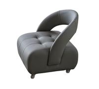 YCKEGEW Tabouret à roulettes avec Dossier, Chaise à Langer, Tabouret de canapé rembourré en Cuir, Mobile et Rotatif, for Chambre à Coucher et Salon(Grigio,S)