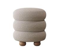 YCKEGEW Tabouret Rembourré pour Salon Pouf Rond en Velours Chaise De Coiffeuse,Tabourets pour Chaussures D'entrée Tabouret Repose-Pieds pour Canapé avec Pieds en Bois(Light Grey)