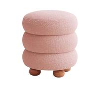 YCKEGEW Tabouret Rembourré pour Salon Pouf Rond en Velours Chaise De Coiffeuse,Tabourets pour Chaussures D'entrée Tabouret Repose-Pieds pour Canapé avec Pieds en Bois(Roze)