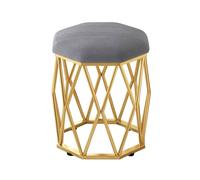 YCKEGEW Tabouret Rond pour Chambre À Coucher Chaise De Maquillage avec Assise en Velours, Tabourets À Chaussures pour Entrée avec Structure Dorée, Pouf Canapé(Dark Grey)