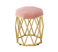 YCKEGEW Tabouret Rond pour Chambre À Coucher Chaise De Maquillage avec Assise en Velours, Tabourets À Chaussures pour Entrée avec Structure Dorée, Pouf Canapé(Roze)