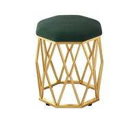YCKEGEW Tabouret Rond pour Chambre À Coucher Chaise De Maquillage avec Assise en Velours, Tabourets À Chaussures pour Entrée avec Structure Dorée, Pouf Canapé(Dark Green)