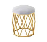 YCKEGEW Tabouret Rond pour Chambre À Coucher Chaise De Maquillage avec Assise en Velours, Tabourets À Chaussures pour Entrée avec Structure Dorée, Pouf Canapé(Light Grey)