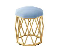 YCKEGEW Tabouret Rond pour Chambre À Coucher Chaise De Maquillage avec Assise en Velours, Tabourets À Chaussures pour Entrée avec Structure Dorée, Pouf Canapé(Blauw)