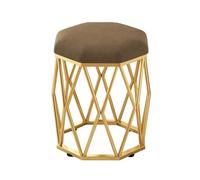 YCKEGEW Tabouret Rond pour Chambre À Coucher Chaise De Maquillage avec Assise en Velours, Tabourets À Chaussures pour Entrée avec Structure Dorée, Pouf Canapé(Coffee Brown)