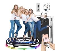 YCKJNB 115CM Cabine Photo 360 avec Flightcase & Ring Light, Personnalisation Logo Gratuite, Logiciel VIP 360 Photo Booth Automatique avec Ruban LED RGB pour Soirée Mariage Vidéo TikTok 5-7 Personnes