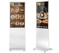 YCKJNB 43" Écran Publicitaire FHD Non-Tactile, Totem Affichage Autoportant IPS, Luminosité 450 Nits, Système Android, Ecran Publicitaire pour Commerces et Restaurants, HDMI/USB/WiFi
