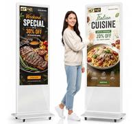 YCKJNB 43" Écran Publicitaire FHD, Totem Affichage Autoportant IPS, Luminosité 450 Nits, Système Android, Ecran Publicitaire Interactive pour Commerces et Restaurants, HDMI/USB/WiFi, Tactile