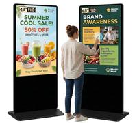 YCKJNB 49" Écran Publicitaire FHD, Totem Affichage Autoportant IPS, Luminosité 450 Nits, Système Android, Ecran Publicitaire Interactive pour Commerces et Restaurants, HDMI/USB/WiFi, Tactile