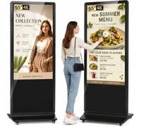 YCKJNB 55" Écran Publicitaire 4K, Totem Affichage Autoportant IPS, Luminosité 450 Nits, Système Android, Ecran Publicitaire Interactive pour Commerces et Restaurants, HDMI/USB/WiFi, Tactile