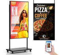YCKJNB 65" Écran publicitaire 3000 Nits, IPS Ecran Publicitaire 4K Affichage sur Pied avec Auto-Luminosité, cms/USB/WiFi/HDMI, Totem Affichage Publicitaire pour Vitrine, Restaurants et Entreprise