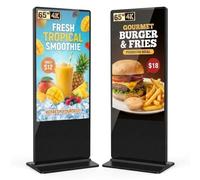 YCKJNB 65" Écran Publicitaire 4K, Totem Affichage Autoportant IPS, Luminosité 450 Nits, Système Android, Ecran Publicitaire pour Commerces et Restaurants, HDMI/USB/WiFi, Non-Tactile