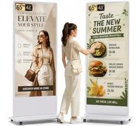 YCKJNB 65" Écran Publicitaire 4K, Totem Affichage Autoportant IPS, Luminosité 450 Nits, Système Android, Ecran Publicitaire Interactive pour Commerces et Restaurants, HDMI/USB/WiFi, Tactile