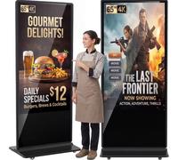 YCKJNB 65" Écran Publicitaire 4K, Totem Affichage Autoportant IPS, Luminosité 450 Nits, Système Android, Ecran Publicitaire Interactive pour Commerces et Restaurants, HDMI/USB/WiFi, Tactile