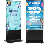 YCKJNB 65 Pouces 4K Écran publicitaire, IPS Ecran Publicitaire HD, Affichage de Signalisation Numérique Ecran, avec Entrée WiFi, HDMI, USB Lecteur Automatique, Noir