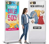 YCKJNB 65 Pouces 4K Écran publicitaire, IPS Ecran Publicitaire HD Affichage de Signalisation Numérique Ecran pour Commerces, Restaurants et Centre Commercial, avec Entrée WiFi HDMI USB, Blanc,Tactile